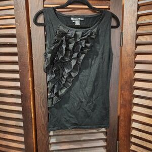 Michelle Nicole Black Ruffled Top